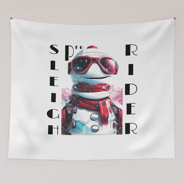 Item preview, Pro Sleigh Rider Snowman - Retro Futuristic Holiday Christmas designed and sold by MystiqSlav.