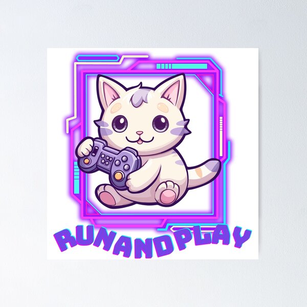 Item preview, run and play - Cute Gaming Cat Illustration designed and sold by LWOI.