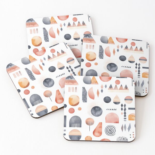 Item preview, Seamless pattern featuring geometric shapes with watercolor texture in pastel tones, set on a clean white background designed and sold by ThaiArtShop.