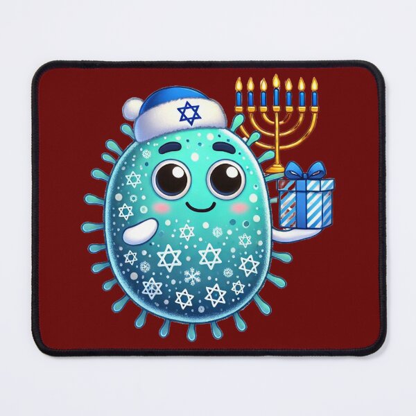 Item preview, Festive Hanukkah Microbe with Menorah and Gift – Inclusive Holiday Design designed and sold by AdoraSticks.