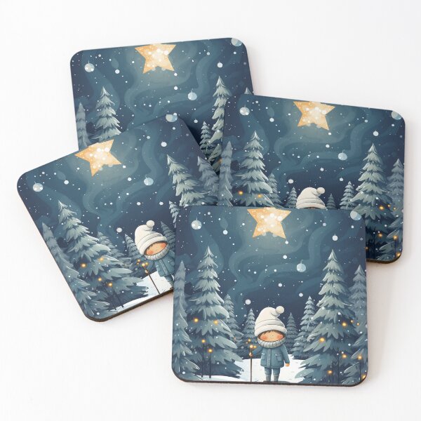 Item preview, Cartoon Illustration of a Child Holding a Lantern in a Snowy Forest designed and sold by MiraCleAI.