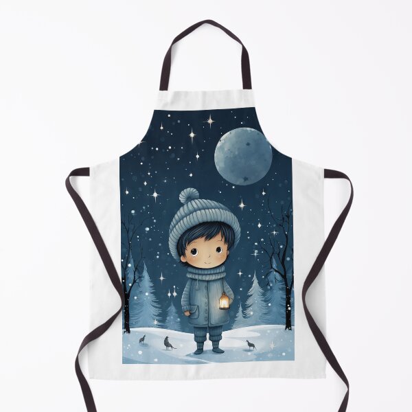Item preview, Cartoon Illustration of a Child Holding a Lantern in a Snowy Forest designed and sold by MiraCleAI.