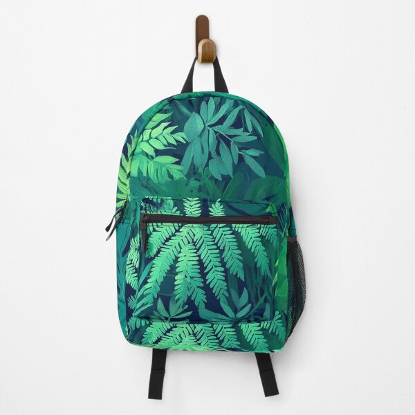 Item preview, Seamless pattern with dense rainforest foliage, including ferns, palms, and other exotic plants, in deep greens and teal hue designed and sold by ThaiArtShop.