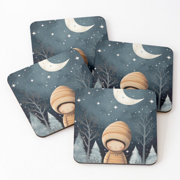 Item preview, Cartoon Illustration of a Child Holding a Lantern in a Snowy Forest designed and sold by MiraCleAI.