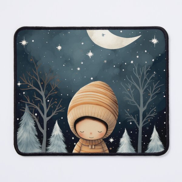 Item preview, Cartoon Illustration of a Child Holding a Lantern in a Snowy Forest designed and sold by MiraCleAI.