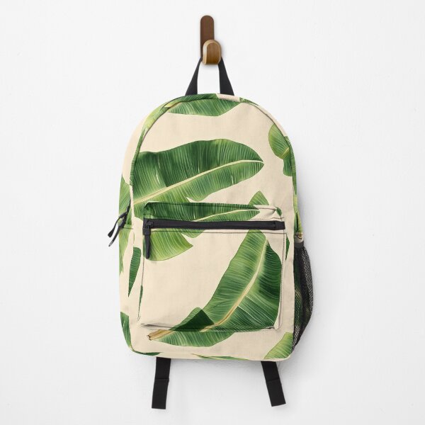 Item preview, Seamless pattern showcasing banana leaves with slight watercolor texturing, arranged on a warm beige background  designed and sold by ThaiArtShop.