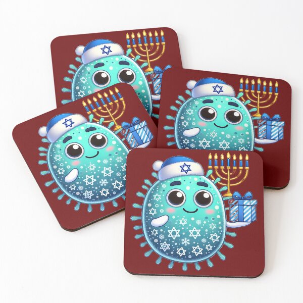 Item preview, Festive Hanukkah Microbe with Menorah and Gift – Inclusive Holiday Design designed and sold by AdoraSticks.