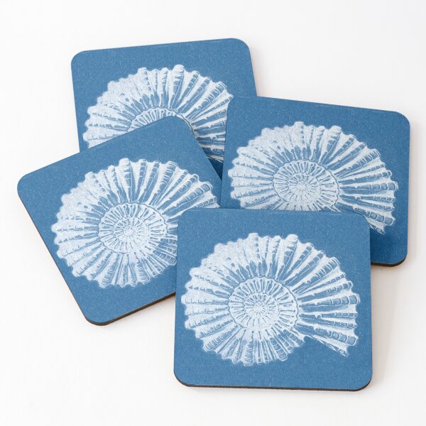 Item preview, Ammonite Shell Fossil Cyanotype designed and sold by Katherine Edwards Art.