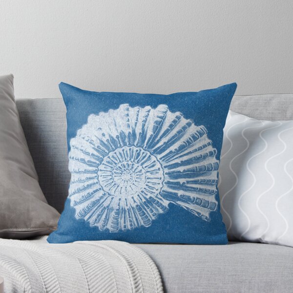 Item preview, Ammonite Shell Fossil Cyanotype designed and sold by Katherine Edwards Art.