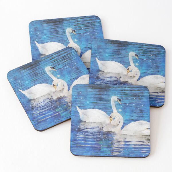 Item preview, Mute swans and young family designed and sold by Dolfilms.
