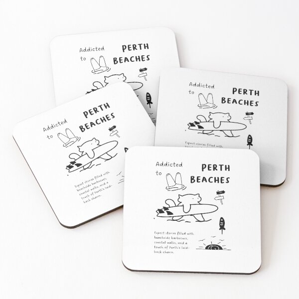 Item preview, Addicted to Perth Beaches | Illustration of a Cat Carrying a Surfboard, Sunset, and Fish designed and sold by RM-Journey.