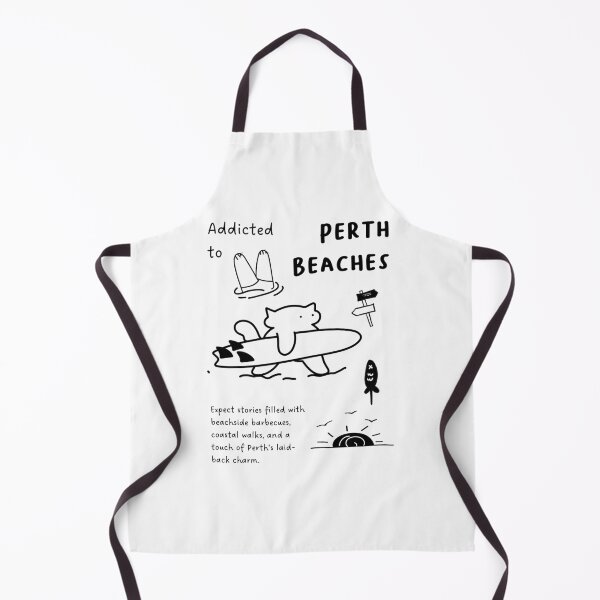 Item preview, Addicted to Perth Beaches | Illustration of a Cat Carrying a Surfboard, Sunset, and Fish designed and sold by RM-Journey.