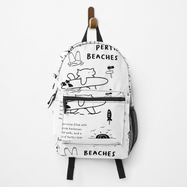 Item preview, Addicted to Perth Beaches | Illustration of a Cat Carrying a Surfboard, Sunset, and Fish designed and sold by RM-Journey.