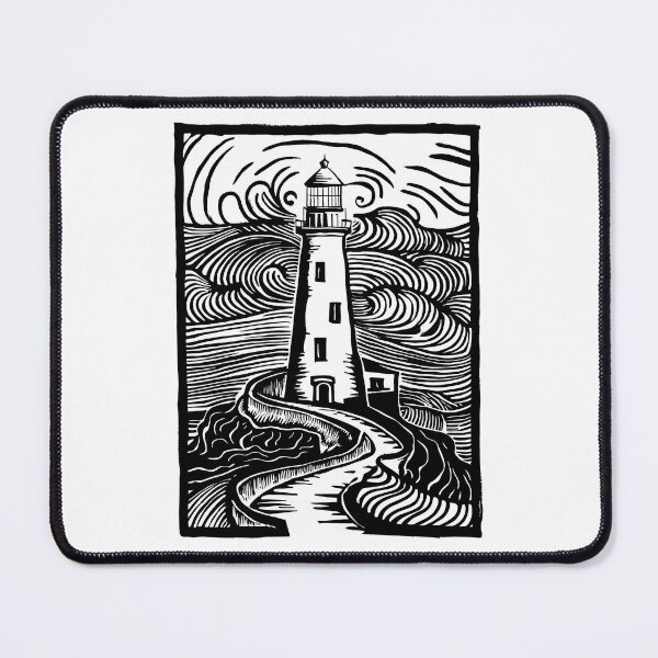 Item preview, Lighthouse Linocut designed and sold by Angry Swan Designs.