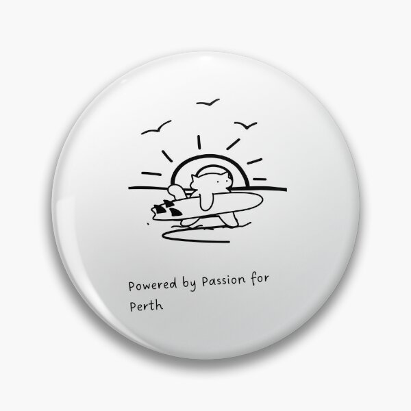 Item preview, Powered by Passion for Perth | Cat with Surfboard at Sunset Beach Illustration designed and sold by RM-Journey.