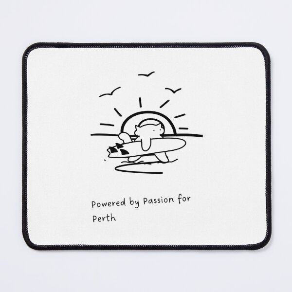 Item preview, Powered by Passion for Perth | Cat with Surfboard at Sunset Beach Illustration designed and sold by RM-Journey.