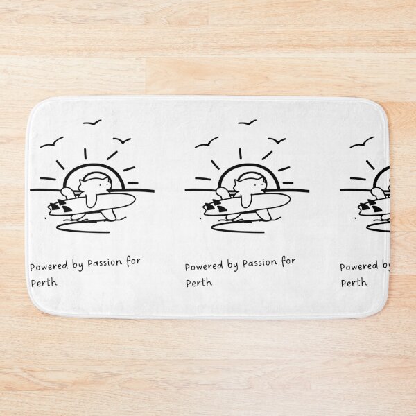 Item preview, Powered by Passion for Perth | Cat with Surfboard at Sunset Beach Illustration designed and sold by RM-Journey.