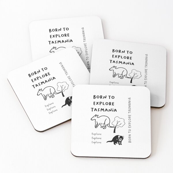 Item preview, Born to Explore Tasmania | Illustration of Tree, Tasmanian Devil, and Wallaby designed and sold by RM-Journey.