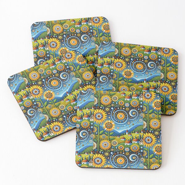 Item preview, Folk Art Starry Night with Twisted Tree and Village designed and sold by ANIARTONLINE.