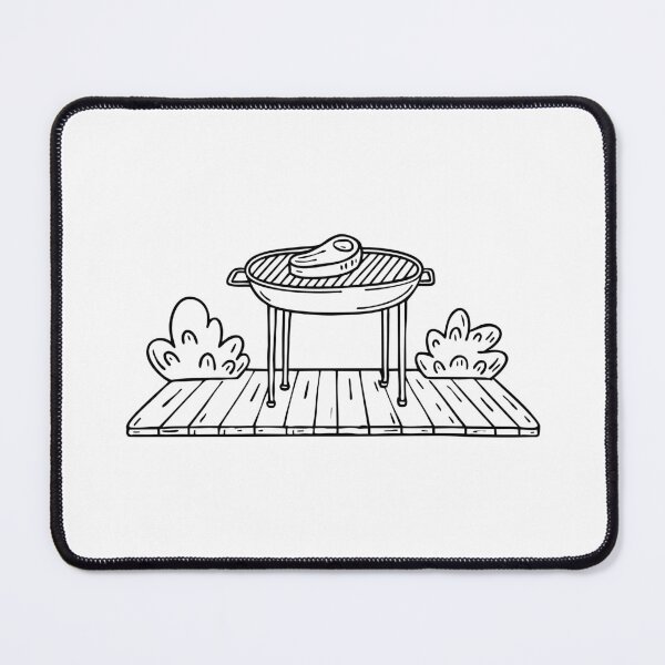 Item preview, Meat on Barbecue on a Wooden Deck with Bushes designed and sold by rasagamastore.