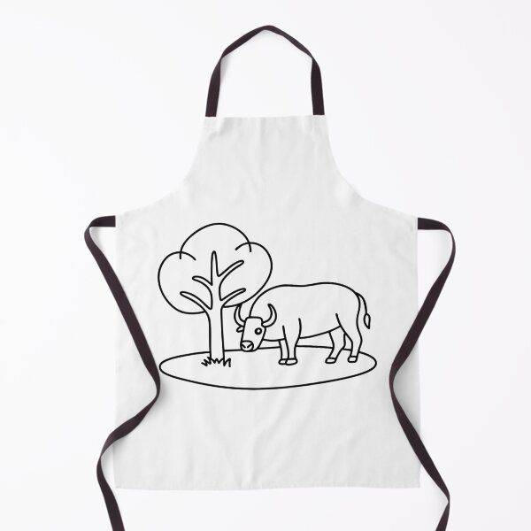 Item preview, An Illustration of a Buffalo Grazing in an Open Field Beside Tree designed and sold by rasagamastore.