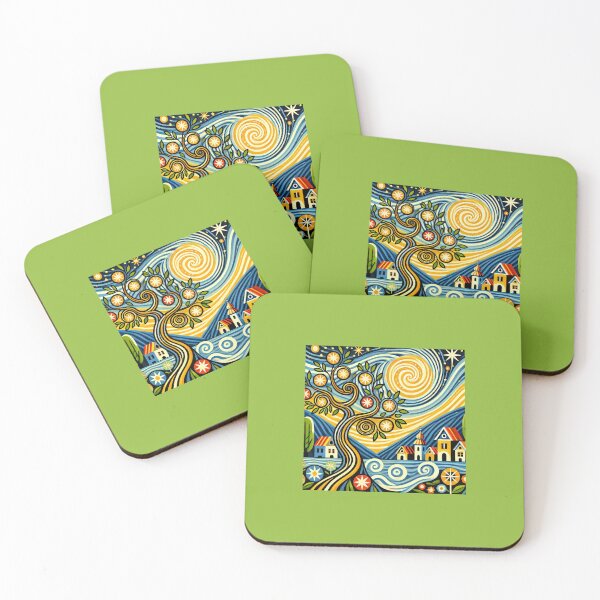 Item preview, landscape with the twisted tree under a swirling night sky designed and sold by ANIARTONLINE.