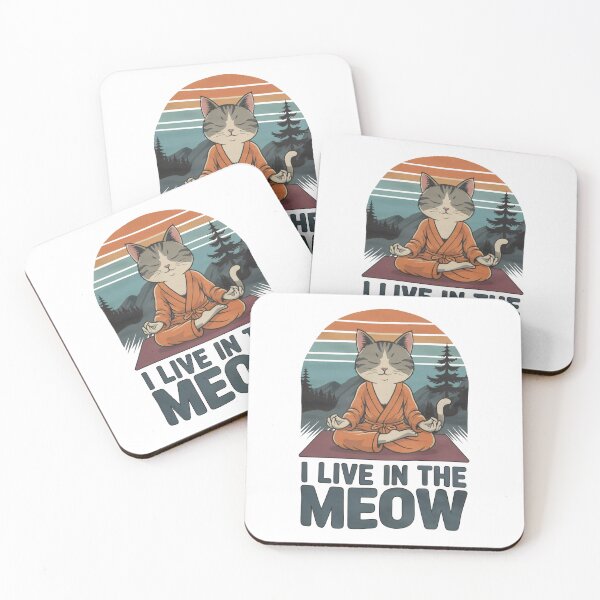 Item preview, Zen Cat Meditation: I Live in the Meow Retro Design, meditation cat, yoga. designed and sold by Cherry-Cat.