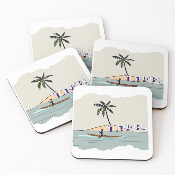 Item preview, Minimalist paddleboarding silhouette on an island "Simple life" designed and sold by StyleFused.