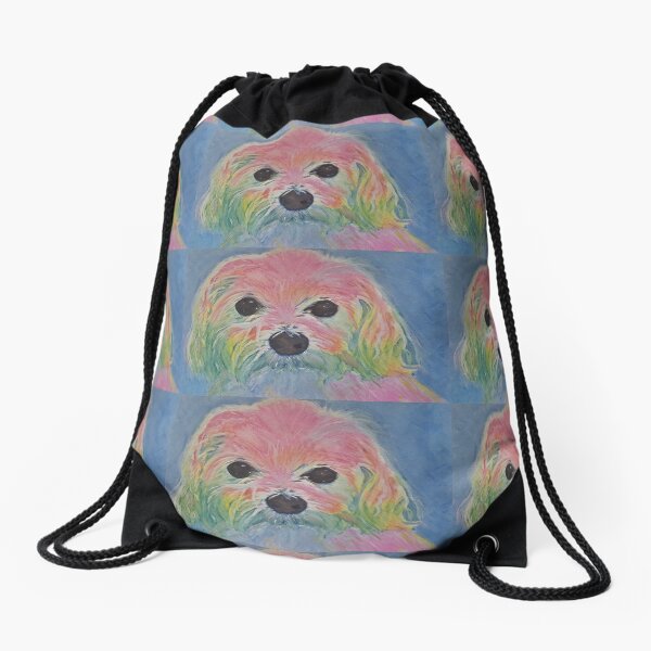 Rainbow Maltese #2 Drawstring Bag