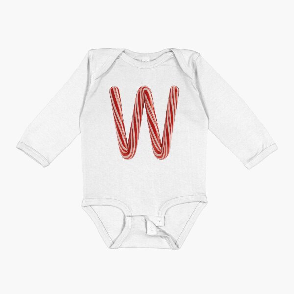 CANDY CANE LETTER W Long Sleeve Baby One-Piece