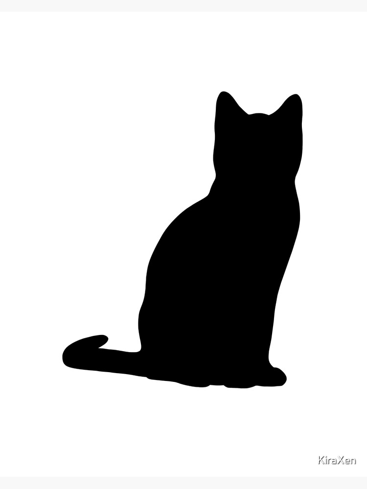 Sitting Cat Silhouette Black And White Art Board Print By Kiraxen Redbubble