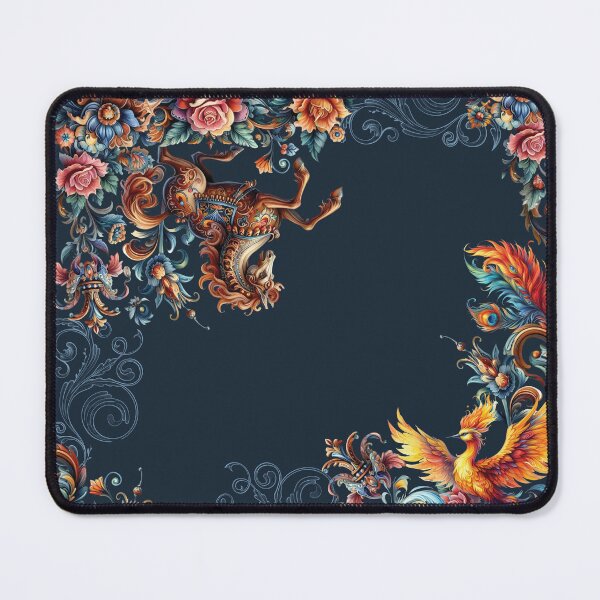 Item preview, watercolor paint design in Russian fairy tale style with horse and fire bird with flowers designed and sold by Arscorart.