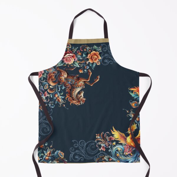 Item preview, watercolor paint design in Russian fairy tale style with horse and fire bird with flowers designed and sold by Arscorart.
