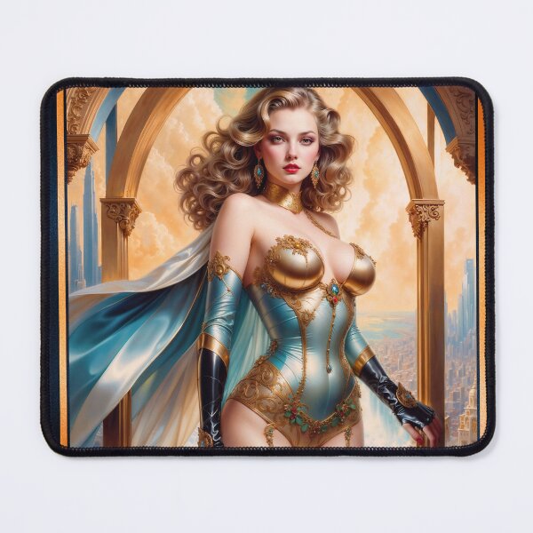 Item preview, Regal Woman In Opulent Gold And Turquoise Attire Amidst Classic Cityscape Captivating AI Concept Art by Xzendor7 designed and sold by Xzendor7 Digital Art Creations.