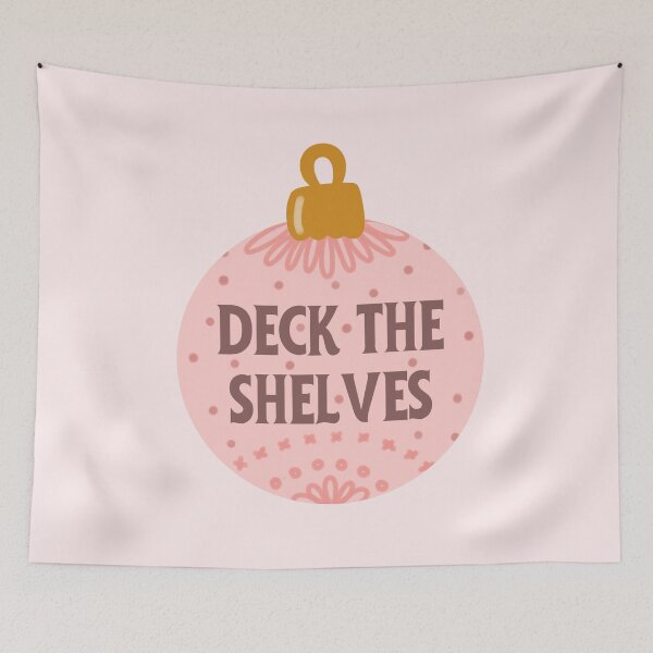 Item preview, deck the shelves - pink bookish christmas designed and sold by Neadoodles.