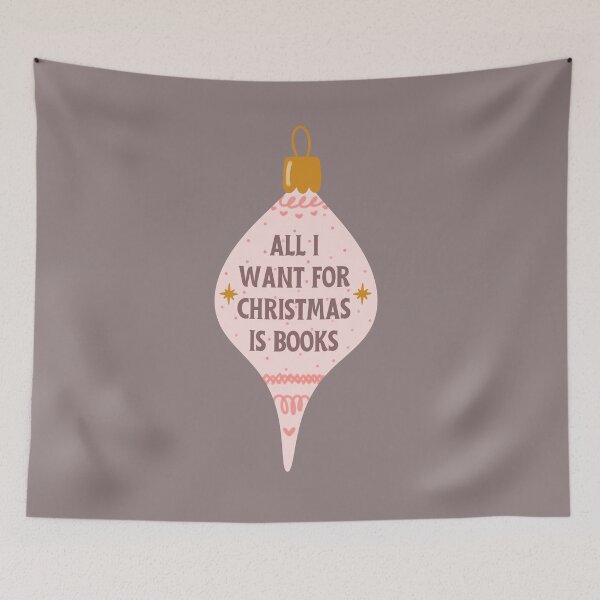 Item preview, All I want for Christmas is books - pink bookish christmas designed and sold by Neadoodles.