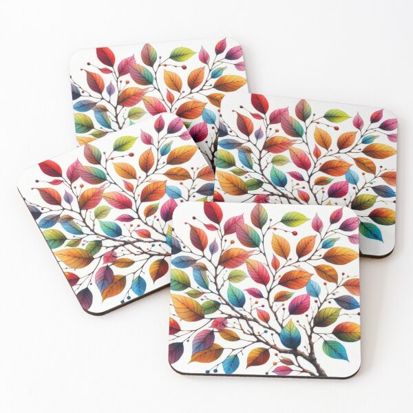 Item preview, Drawing of tree branch with colorful leaves designed and sold by Maira Guerrero.