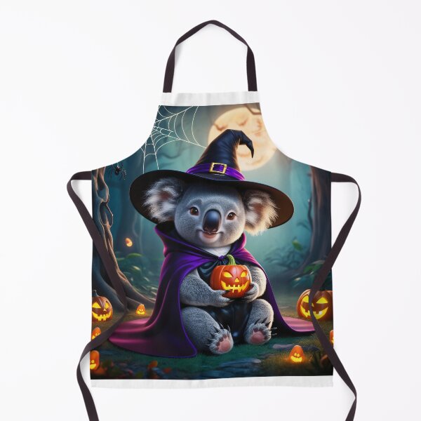 Item preview, Halloween Koala in Witch Costume with Pumpkin Lantern – Cute Halloween Illustration designed and sold by TRex-Landscapes.
