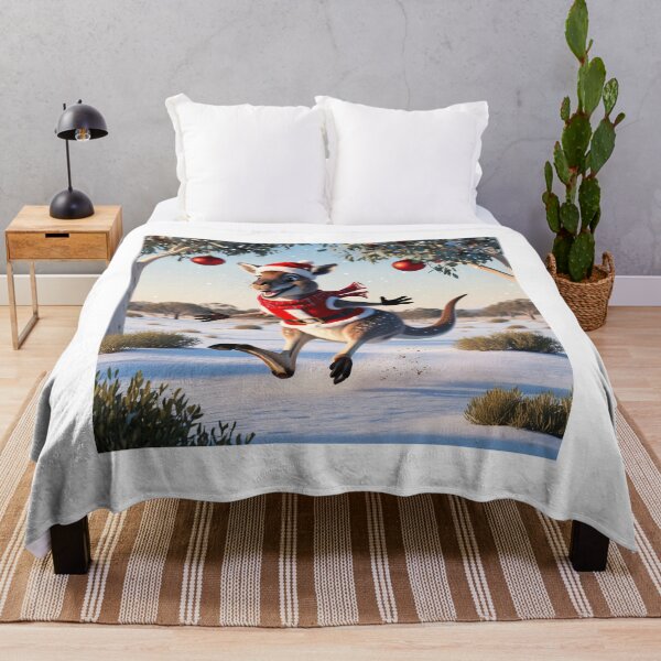 Item preview, Happy Christmas kangaroo in the Australian outback with festive decoration designed and sold by TRex-Landscapes.
