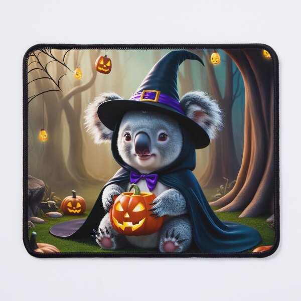 Item preview, Cute Koala in Witch Costume with Pumpkin Lanterns - Halloween Illustration designed and sold by TRex-Landscapes.
