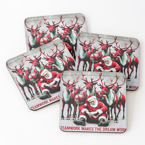Item preview, Tired Santa with His Reindeer-Teamwork makes the dream work designed and sold by Blink Art Studio.