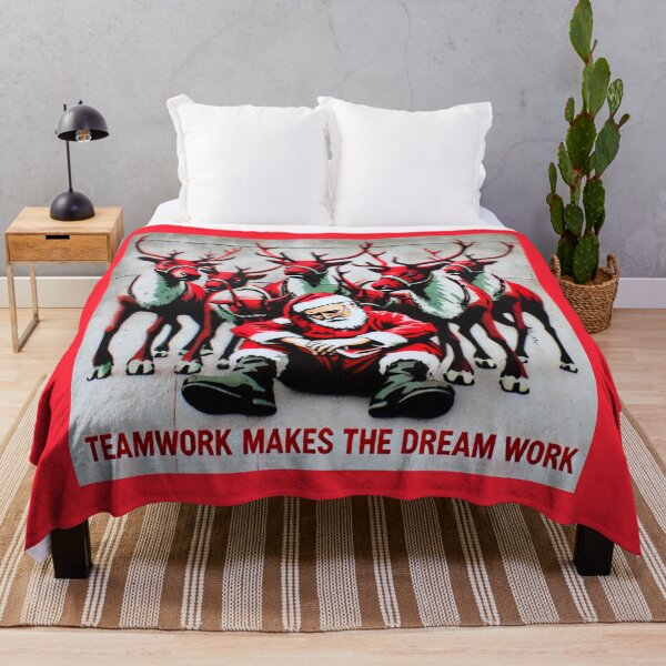 Item preview, Tired Santa with His Reindeer-Teamwork makes the dream work designed and sold by Blink Art Studio.