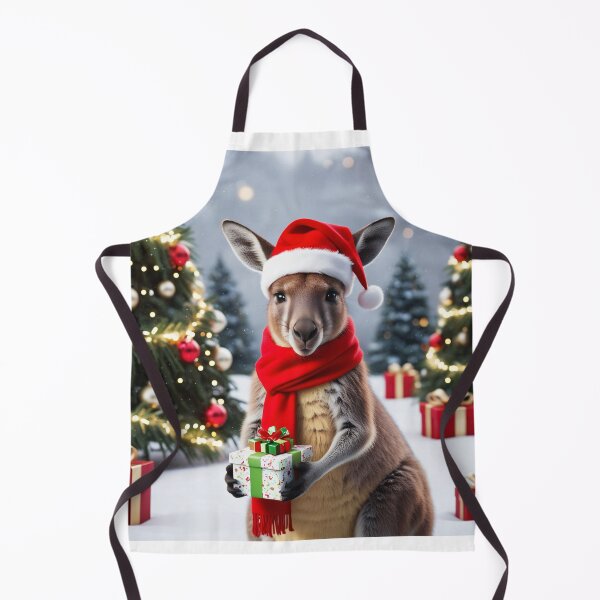 Item preview, Festive Kangaroo with Christmas Present and Christmas Tree – Australian Christmas Illustration designed and sold by TRex-Landscapes.