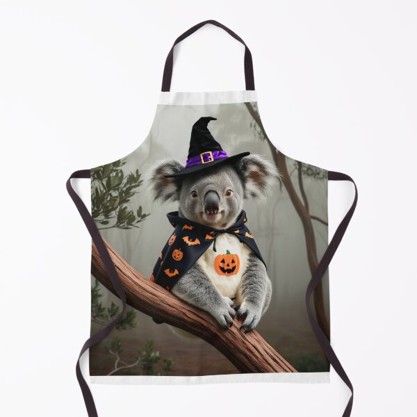 Item preview, Cute Halloween Koala in Witch Outfit with Pumpkin Cape - Photo Print for Halloween Decoration designed and sold by TRex-Landscapes.