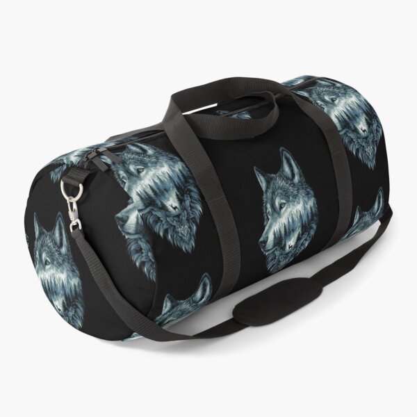 Item preview, Wolf Silhouette In Beautiful Nature, a wolf's head with a forest and a deer in the background. nature, wolf, mountains, outdoors, adventure, camping designed and sold by Collagedream.