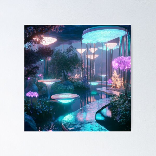 Item preview, Futuristic Garden, BioLuminescent Floral Utopia designed and sold by InkyFigment.