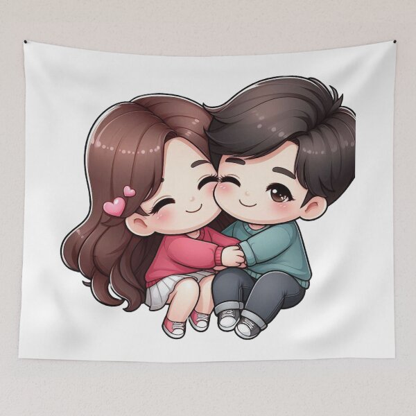 Item preview, Cute Couple Hugging – Romantic Love Illustration, Sweet Couple Art for Gifts & Decor designed and sold by TrendyDesign159.