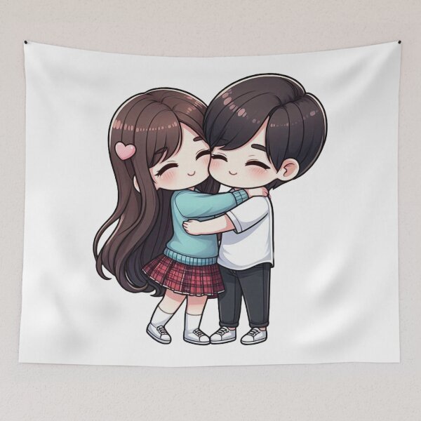 Item preview, Cute Couple Hugging – Romantic Love Illustration, Sweet Couple Art for Gifts & Decor designed and sold by TrendyDesign159.