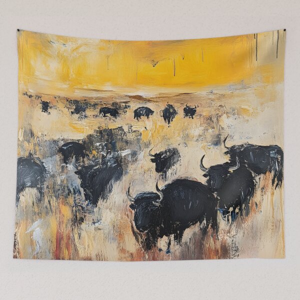 Item preview, Impressionist Buffalo Herd designed and sold by Naturapassion.