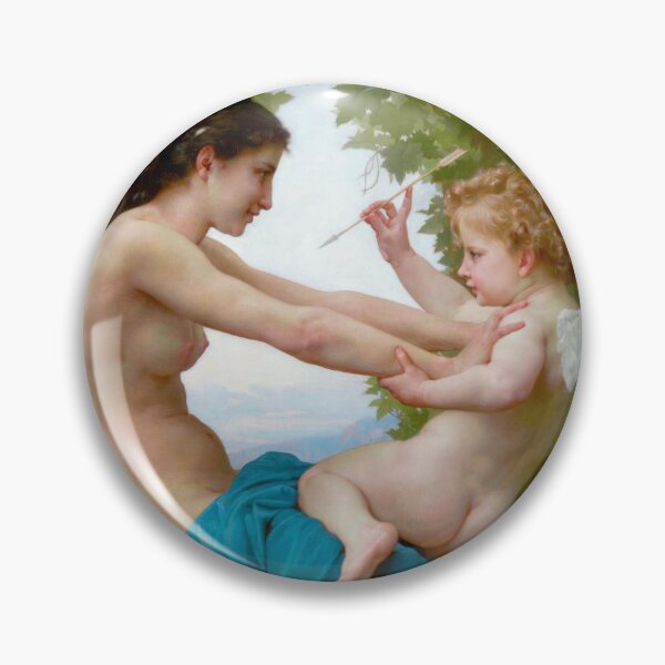 Item preview, A young girl defending herself against Eros - William Bougereau designed and sold by Vintage Designs +.